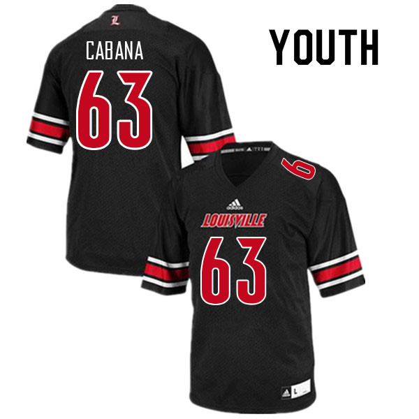 Youth #63 Max Cabana Louisville Cardinals College Football Jerseys Sale-Black - Click Image to Close